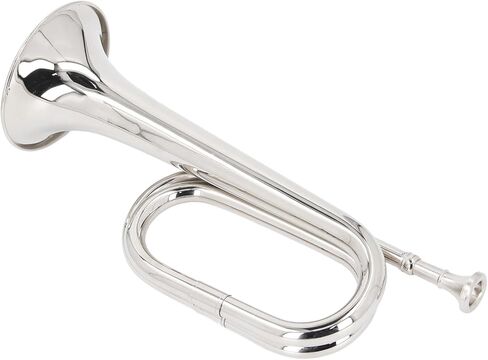 Bugle C Key Military Trumpet Cavalry Trumpet Premium Brass Clear Sound Precise Pitch Easy to Play for Orchestra Marching Band Silver 11cm Mouthpiece 34cm Height in Saudi Arabia