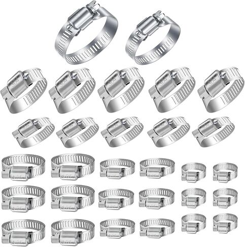 30PCS Vaytop 304 مشابك خرطوم الفولاذ المقاوم للصدأ (1/4 إلى 2 بوصة ، 6-51 مم) - مشابك معدات الدودة القابلة للتعديل للسيارات والسباكة والغسالة والخراطيم الميكانيكية | لا يصدأ in Saudi Arabia