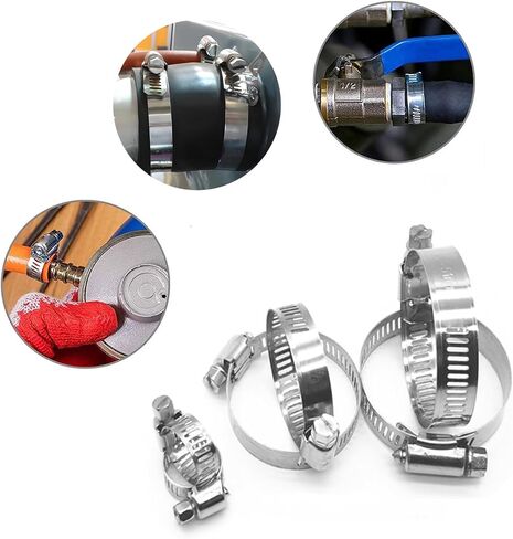 30PCS Vaytop 304 مشابك خرطوم الفولاذ المقاوم للصدأ (1/4 إلى 2 بوصة ، 6-51 مم) - مشابك معدات الدودة القابلة للتعديل للسيارات والسباكة والغسالة والخراطيم الميكانيكية | لا يصدأ in Saudi Arabia