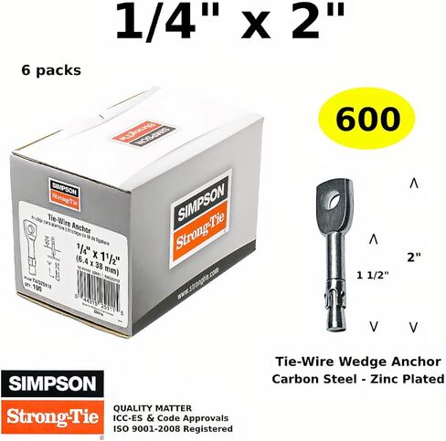 (Qty 600) 1/4 "× 2" TIE WIRE WIRGE مرساة العين مرساة التوسع الخرسانة مرساة شماعات الماسونية 6 صناديق in Saudi Arabia