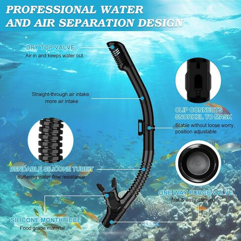 Snorkeling Gear for Adults, Dry Top Snorkel Mask Set 2 Pack Scuba Diving Mask Snorkel Gear Anti Fog Snorkeling Packages Tempered Glass Panoramic View Nose Cover in Saudi Arabia