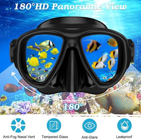 Snorkeling Gear for Adults, Dry Top Snorkel Mask Set 2 Pack Scuba Diving Mask Snorkel Gear Anti Fog Snorkeling Packages Tempered Glass Panoramic View Nose Cover in Saudi Arabia