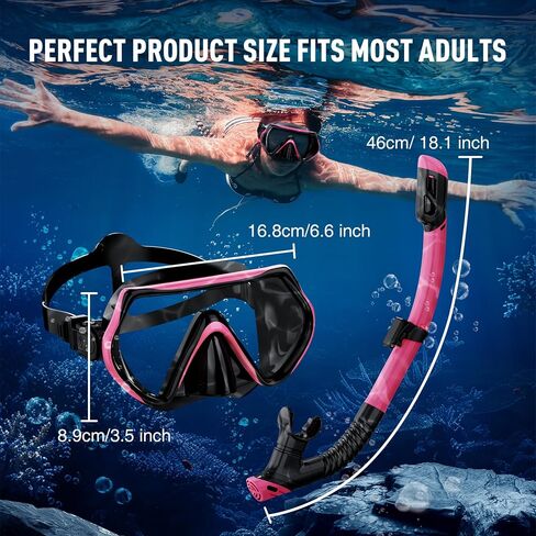 معدات الغطس للبالغين ، مجموعة الغطس مجموعة الغطس Scuba Gear Swech With Witch Woving و Dry Snorkel Tube Kit Preded Glass 180 ° Panoramic View in Saudi Arabia