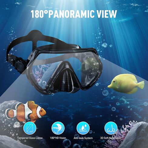 معدات الغطس للبالغين ، مجموعة الغطس مجموعة الغطس Scuba Gear Swech With Witch Woving و Dry Snorkel Tube Kit Preded Glass 180 ° Panoramic View in Saudi Arabia