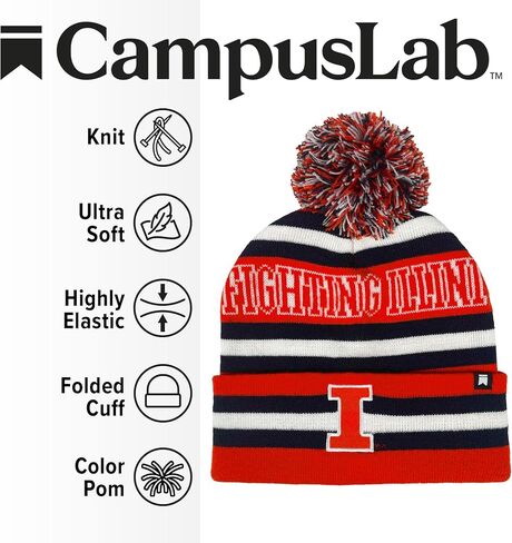 Official Collegiate Knit Beanie with Pom - Block Stripes Collection in Kuwait