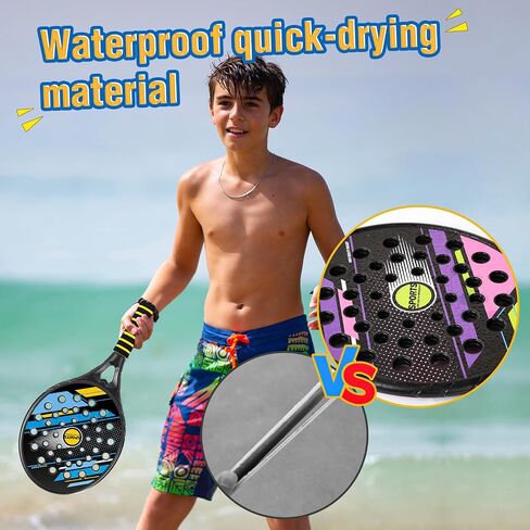 Kids Beach Pickle Ball Set - Beach Outdoor Game Toys for Kids and Adults Family, 2 Set of Beach Tennis Paddle with 3 Pack Premium Pickleball Balls Lawn Outside Backyard Games in Saudi Arabia