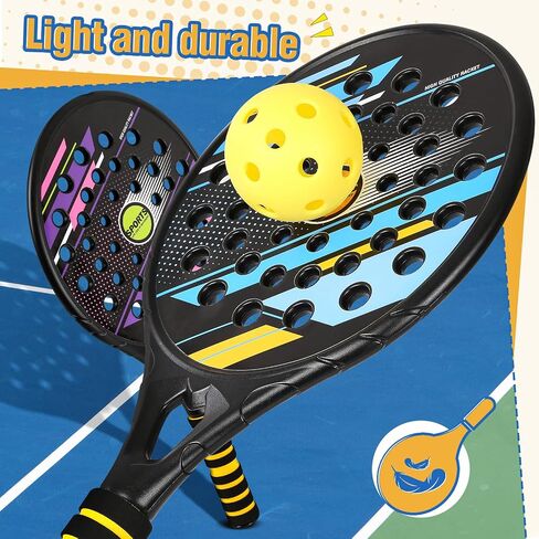 Kids Beach Pickle Ball Set - Beach Outdoor Game Toys for Kids and Adults Family, 2 Set of Beach Tennis Paddle with 3 Pack Premium Pickleball Balls Lawn Outside Backyard Games in Saudi Arabia