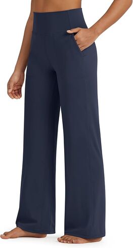 G4Free BareFeel High Stretch Yoga Pants Women Soft High Waisted Casual Wide Leg Pants with Pockets 27"/29"/31"/33"/35" in Kuwait