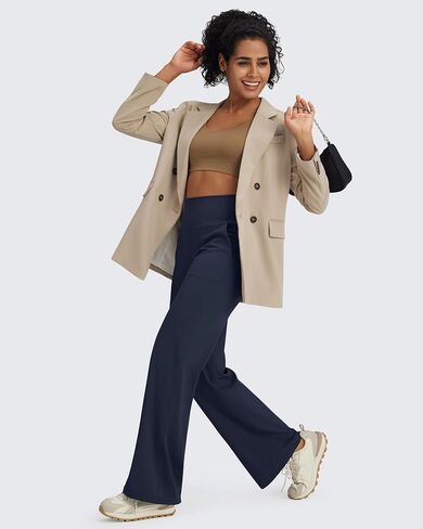 G4Free BareFeel High Stretch Yoga Pants Women Soft High Waisted Casual Wide Leg Pants with Pockets 27"/29"/31"/33"/35" in Kuwait