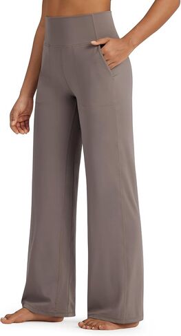 G4Free BareFeel اليوغا السراويل النساء بنطال ذو قصة أرجل واسعة مع جيوب عالية الخصر سروال فستان Sweatpants مريح 29 "/31"/33" in Saudi Arabia