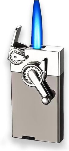 Torch Rocker Gear Windproof Lighter ، ولاعة طائرة قابلة لإعادة التعبئة ، شكل هدية فريدة من نوعها ، معدات المشي لمسافات طويلة شمعة أخف (No Butane) (Black) (رمادي) in Saudi Arabia