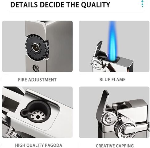 Torch Rocker Gear Windproof Lighter ، ولاعة طائرة قابلة لإعادة التعبئة ، شكل هدية فريدة من نوعها ، معدات المشي لمسافات طويلة شمعة أخف (No Butane) (Black) (رمادي) in Saudi Arabia