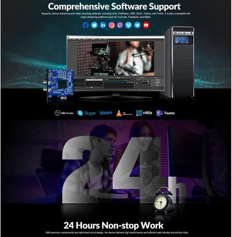Avmatrix VP51 5-Ch SDI PCIE CATTURE-3G-SDI I/O ، 1080P60 ، WIN/LINUX ، 24 H ، دعم SDK ، البث المباشر/مؤتمر الفيديو in Kuwait