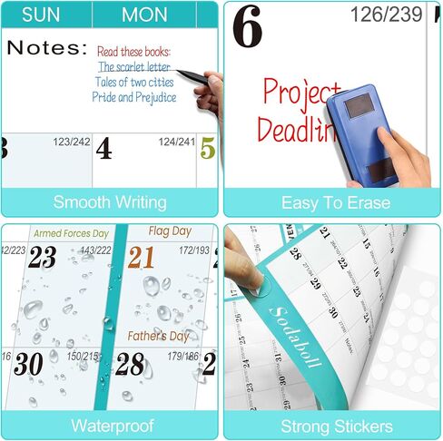 32"x48" Academic Wall Calendar 2025-2026, JUL 2025 - JUN 2026 12 Months Large Calendar, Erasable, Wet & Dry Erase Laminated, Vertical/Horizontal Reversible, Yearly Wall Planner with Julian Dates in Saudi Arabia