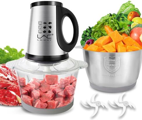 Food Processor,Meat Grinder,250W Powerful Small Food Chooper,Electric Vegetable Chopper with a 8 Cup Bowl and a 4 Blades for Meat Fish Baby Food Fruit in Kuwait