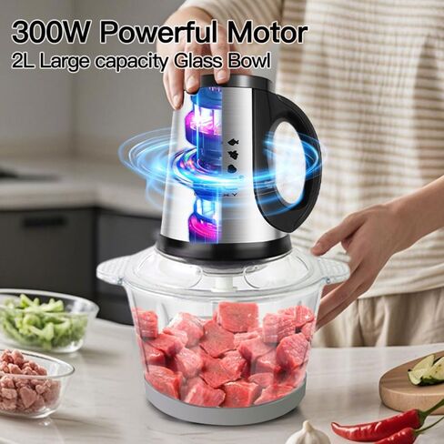Food Processor,Meat Grinder,250W Powerful Small Food Chooper,Electric Vegetable Chopper with a 8 Cup Bowl and a 4 Blades for Meat Fish Baby Food Fruit in Kuwait