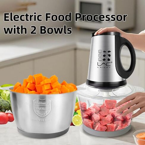 Food Processor,Meat Grinder,250W Powerful Small Food Chooper,Electric Vegetable Chopper with a 8 Cup Bowl and a 4 Blades for Meat Fish Baby Food Fruit in Kuwait