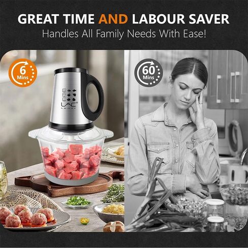 Food Processor,Meat Grinder,250W Powerful Small Food Chooper,Electric Vegetable Chopper with a 8 Cup Bowl and a 4 Blades for Meat Fish Baby Food Fruit in Kuwait