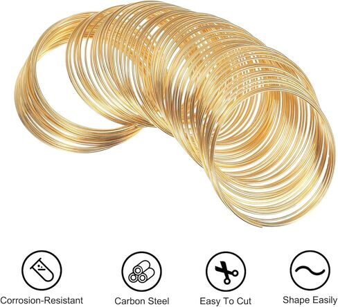 PATIKIL 100 حلقات سلك الذاكرة ، 2pcs 1mm 18 مقياس المجوهرات السلك الحرفي سلك الذاكرة السلك الصلب للمجوهرات صنع الأساور الدينية DIY ، الأسود in Kuwait