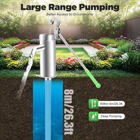 Suction Pump, Stainless Steel Manual Water Jet Pump Domestic Well Hand Shake Suction Pump Groundwater for Home Garden Yard in Saudi Arabia