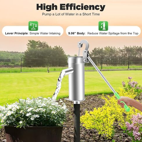 Suction Pump, Stainless Steel Manual Water Jet Pump Domestic Well Hand Shake Suction Pump Groundwater for Home Garden Yard in Saudi Arabia