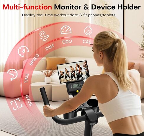دراجة Chaoke تمرين ، دراجة ثابتة مغناطيسية قابلة للتعديل قابلة للتعديل لأمراض القلب المنزلية مع التطبيق المتوافقة مع التطبيق ، و 350 رطلاً ، دراجة ركوب الدراجات الداخلية مع مقعد كبير ، رف الدمبل ، سحب الحبال وشاشة LCD in Kuwait