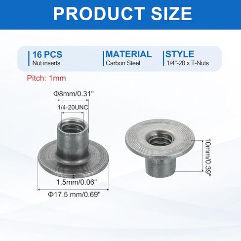 Meccanixity 16pcs 1/4 "-20 × 10 مم BRAD ثقب TEE CORBON CORBON in Saudi Arabia