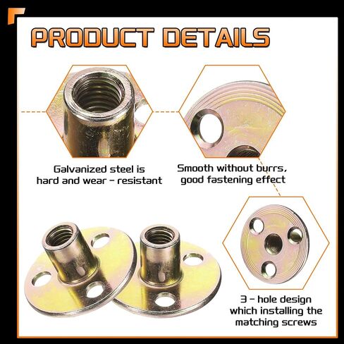 UXCELL 8PCS M8 T-NUTS ، TEE BRAD HOLE TEE BELD مطلي بالزنك مع مسامير ، مصوّع لحام مستدير من 3 حفرة 12.7 مم من خلال شفة ثقب إدراج صحن الخيط الإناث ، متعدد الألوان ، متعدد الألوان in Saudi Arabia