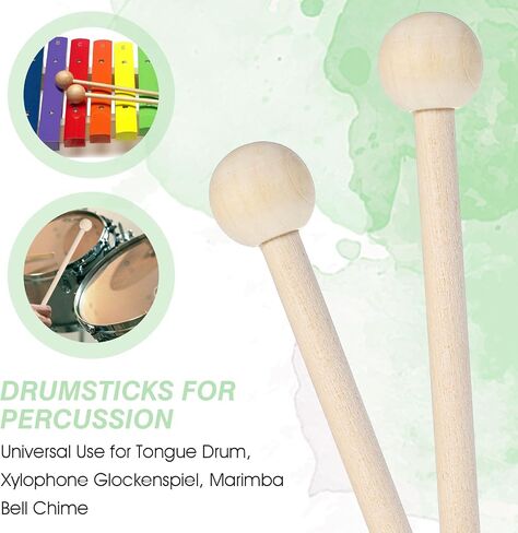 2pcs مطرقة الزيلوفون الخشبية ، عصي الطبل الصغيرة للتناغم ، كتلة خشبية ، glockenspiel والأجراس ، طولها 8 بوصات in Saudi Arabia