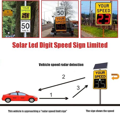 Aluminum Solar Radar Speed Sign, 20"x27" LED Speed Limit Sign in Saudi Arabia