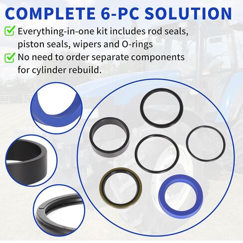 SEAL KIT 87311846 للحالة IH & New Holland Loaders REPART AYALINRY REPARTER 1.75 '' Bore & 1.38 '' ROD | مجموعة استبدال ختم النتريل 6-PC in Saudi Arabia