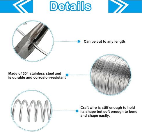 PATIKIL 304 Stainless Steel Wire, 328 Ft 0.8mm 20 Gauge Jewelry Wire Craft Wire Beading Wire for Jewelry Making Bracelets Beading DIY Crafts, Silver in Saudi Arabia