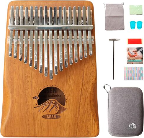 Risen Kalimba ، Brown 17 Keys ، بيانو الإبهام ، مفاتيح معدنية مع نقش على نطاق واسع ، تصميم Capybara ، آلة موسيقية صغيرة ، هدايا للمبتدئين ، حب الموسيقى (الجبل والغيوم الخشب الطبيعي) in Kuwait