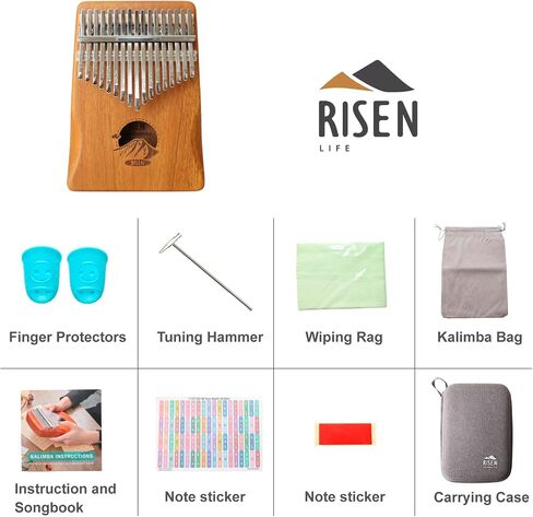Risen Kalimba ، Brown 17 Keys ، بيانو الإبهام ، مفاتيح معدنية مع نقش على نطاق واسع ، تصميم Capybara ، آلة موسيقية صغيرة ، هدايا للمبتدئين ، حب الموسيقى (الجبل والغيوم الخشب الطبيعي) in Kuwait