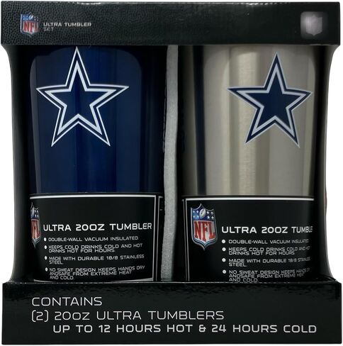 Boelter Brands NFL Dallas Cowboys Set of 2 Travel Tumblers 20oz Ultra Twist Style, Alternate Colors, 20 Ounce in Saudi Arabia