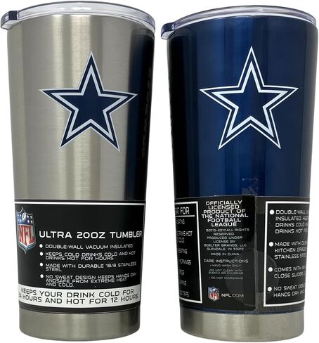 Boelter Brands NFL Dallas Cowboys Set of 2 Travel Tumblers 20oz Ultra Twist Style, Alternate Colors, 20 Ounce in Saudi Arabia