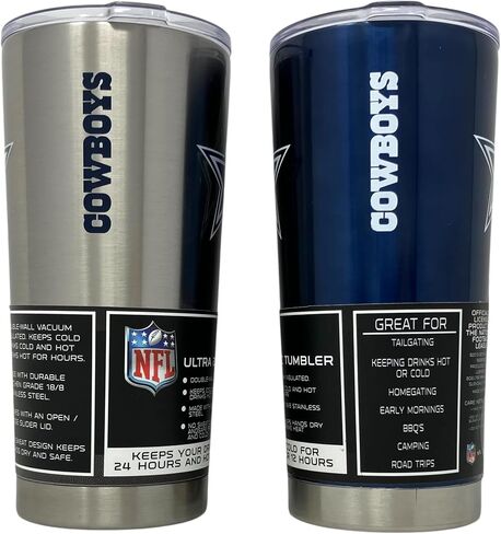 Boelter Brands NFL Dallas Cowboys Set of 2 Travel Tumblers 20oz Ultra Twist Style, Alternate Colors, 20 Ounce in Saudi Arabia