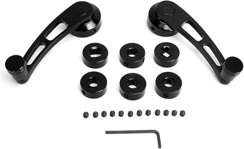 النافذة كرنك ، 2pcs crank window مقبض استبدال سبيكة النافذة النافذة الناهض لاردة الساق ملائمة للسيارة الكلاسيكية ، والتصميم المريح لعملية سهلة مع أداة التثبيت (أسود) in Saudi Arabia