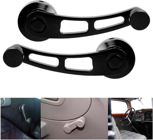 النافذة كرنك ، 2pcs crank window مقبض استبدال سبيكة النافذة النافذة الناهض لاردة الساق ملائمة للسيارة الكلاسيكية ، والتصميم المريح لعملية سهلة مع أداة التثبيت (أسود) in Saudi Arabia