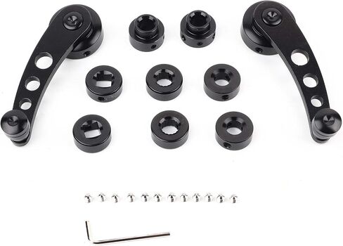 النافذة كرنك ، 2pcs crank window مقبض استبدال سبيكة النافذة النافذة الناهض لاردة الساق ملائمة للسيارة الكلاسيكية ، والتصميم المريح لعملية سهلة مع أداة التثبيت (أسود) in Saudi Arabia
