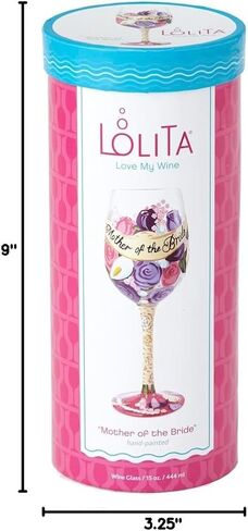 تصاميم Enesco من قبل Lolita Bride Artisan مصنوعة يدويًا زجاجية نبيذ مطلية باليد ، فستان زفاف ، 15 أوقية in Saudi Arabia