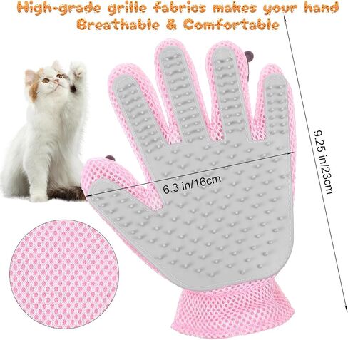 2 in 1 Pet Grooming Glove for Cats & Dogs, Efficient Deshedding Brush Pet Long Short Fur Removal Glove, Gentle Massaging Puppy Kitten Bathing Grooming Brush Tool, Easy Clean Floating Hair Mitt in Saudi Arabia