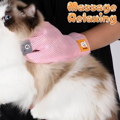 2 in 1 Pet Grooming Glove for Cats & Dogs, Efficient Deshedding Brush Pet Long Short Fur Removal Glove, Gentle Massaging Puppy Kitten Bathing Grooming Brush Tool, Easy Clean Floating Hair Mitt in Saudi Arabia
