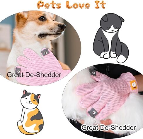 2 in 1 Pet Grooming Glove for Cats & Dogs, Efficient Deshedding Brush Pet Long Short Fur Removal Glove, Gentle Massaging Puppy Kitten Bathing Grooming Brush Tool, Easy Clean Floating Hair Mitt in Saudi Arabia