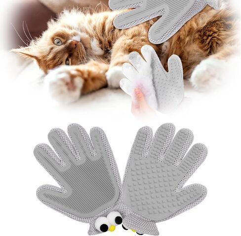 2 in 1 Pet Grooming Glove for Cats & Dogs, Efficient Deshedding Brush Pet Long Short Fur Removal Glove, Gentle Massaging Puppy Kitten Bathing Grooming Brush Tool, Easy Clean Floating Hair Mitt in Saudi Arabia
