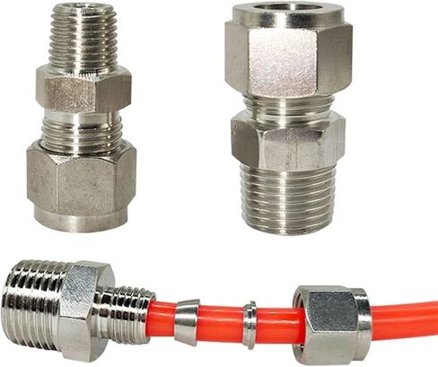 1pcs SS 304 موصل ضغط الفولاذ المقاوم للصدأ المزدوج 6 8 10 12 14 مم أنبوب إلى 1/8 "1/4" 3/8 "1/2" in Saudi Arabia