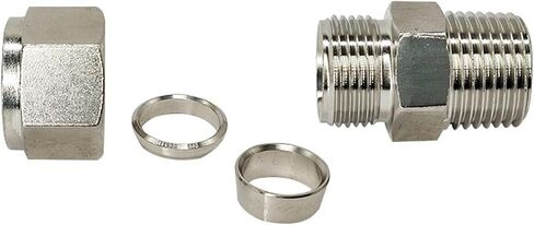 1pcs SS 304 موصل ضغط الفولاذ المقاوم للصدأ المزدوج 6 8 10 12 14 مم أنبوب إلى 1/8 "1/4" 3/8 "1/2" in Saudi Arabia