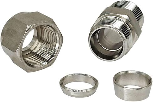 1pcs SS 304 موصل ضغط الفولاذ المقاوم للصدأ المزدوج 6 8 10 12 14 مم أنبوب إلى 1/8 "1/4" 3/8 "1/2" in Saudi Arabia