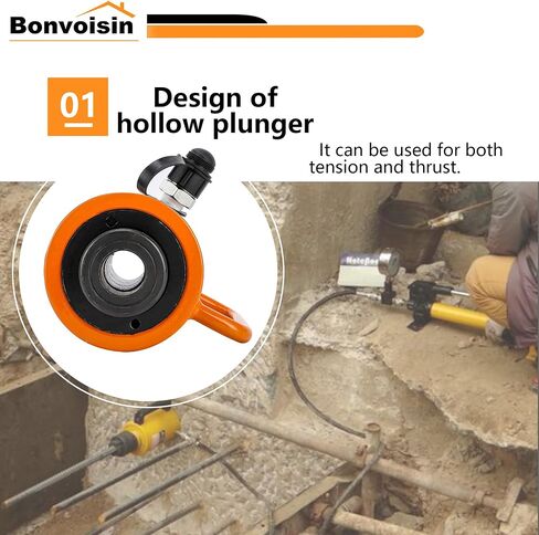 Bonvoisin Hydraulic Hollow Jack Cylinder 20t Cylinder Ram Cylinder 2 "Stroke Porta RAM أسطوانات رفع التمثيل أحادي التمثيل لبناء السفن الآلية in Saudi Arabia