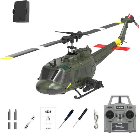 RC ERA C032 UH-1 Huey Helicopter - Remote Control Helicopters for Adult, 1/48 Sacle 2.4G 6CH Gyro Stabilized Aircraft with Altitude Hold & Optical Flow,3D Stunt Drone (Yellow) in Saudi Arabia